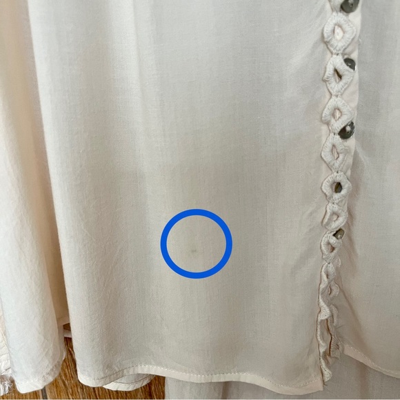 Sundance Romantic Boho Long Sleeve Button Front Open Knit Details Peasant Blouse - Picture 9 of 14